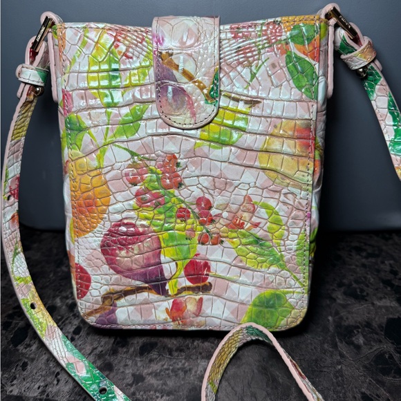 Brahmin Floral Watercolor Printed Crossbody in Pink, Red, Yellow & Green - Picture 2 of 6